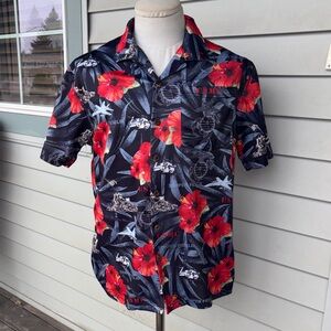 Men's Vintage United States Marine Corps Floral Short Sleeve Shirt.  Medium.